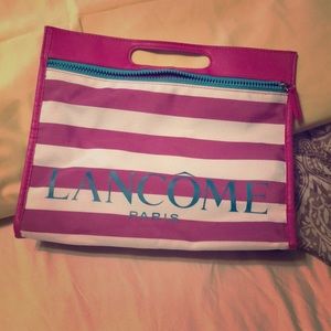 Pink Striped LANCÔME Cosmetics Bag